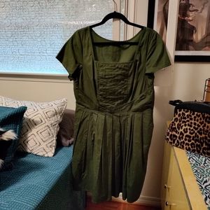 Olive Cotton Day Dress, L